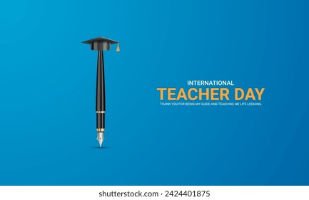 Happy Teachers Day. Creative  Design for banner poster, 3D Illustration