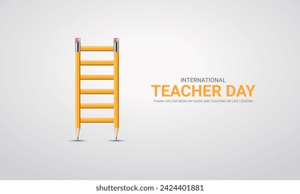 Happy Teachers Day. Creative  Design for banner poster, 3D Illustration