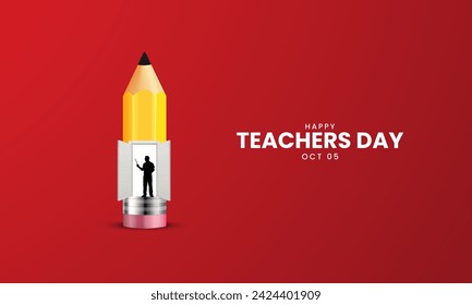 Happy Teachers Day. Creative  Design for banner poster, 3D Illustration