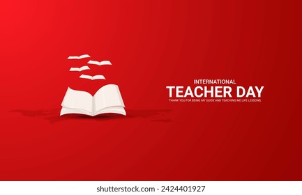 Happy Teachers Day. Creative  Design for banner poster, 3D Illustration