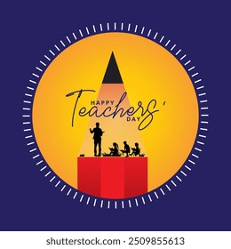 Happy Teachers Day Design for banner posters, World Teachers Day Logo, Vector art and typography design elements for congratulation cards, banners, and flyers. Pen pencil book education teacher 