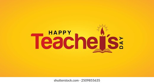 Happy Teachers Day Design for banner posters, World Teachers Day Logo, Vector art and typography design elements for congratulation cards, banners, and flyers. Pen pencil book education teacher 