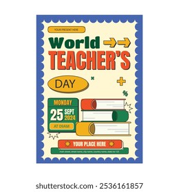 Happy Teachers Day Design for banner posters, World Teachers Day vector art, and typography design elements for congratulation cards, banners, and flyers.