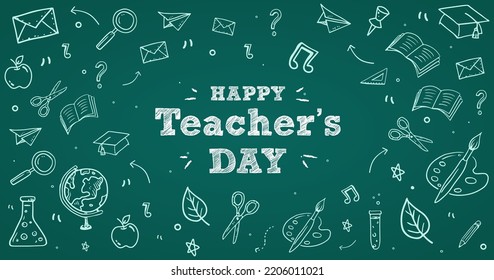 Happy Teachers Day Educational Doodle Background Stock Vector (Royalty ...