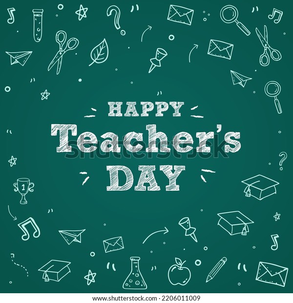 Happy Teachers Day Educational Doodle Background Stock Vector (Royalty ...