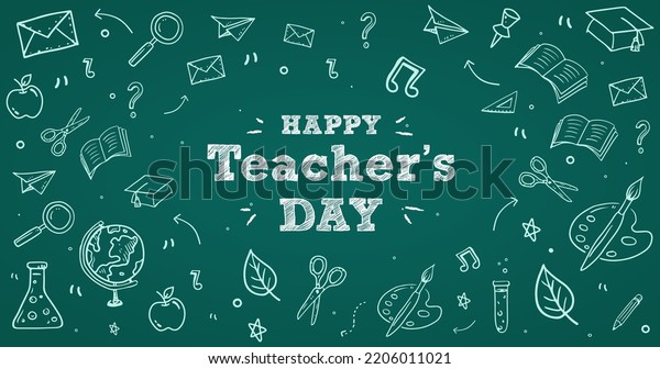 Happy Teachers Day Educational Doodle Background Stock Vector (Royalty ...