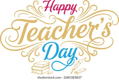 Happy Teacher's Day Elegant Calligraphy Design