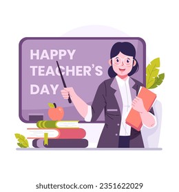 Happy teacher's day flat illustration