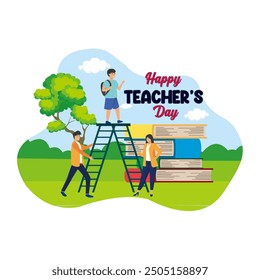 happy teachers day. flat vector modern illustration 