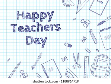 Happy Teachers Day Freehand Drawing School Stock Vector (Royalty Free ...