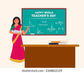 Happy teacher's day with green chalkboard, best teacher ever