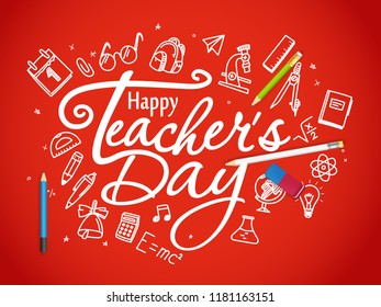 Happy teachers day greeting card
