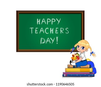 Happy Teachers Day Greeting Card Cute Stock Vector (Royalty Free ...