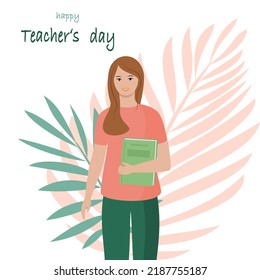 Happy teacher's day greeting card template. School and learning concept. Vector illustration 
