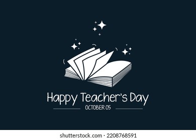 Happy teacher's day greeting card. Celebrating Teacher's Day with book icon.