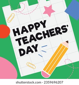 Happy teachers day greeting card, poster, banner. Vector illustration