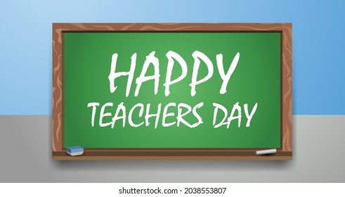 Happy Teachers Day Greeting Chalkboard Background Stock Vector (Royalty ...