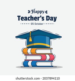 happy teacher's day greeting icon illustration