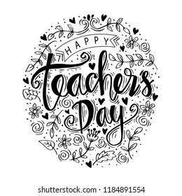 Happy teacher's day hand lettering, For greeting card.