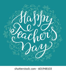 Happy Teachers Day Hand Lettering Flower Stock Vector (royalty Free 