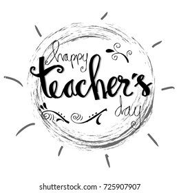 Happy teachers day hand lettering typography.