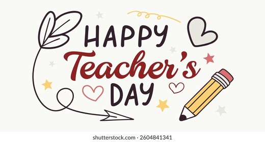 Happy Teachers Day Hand-Sketched Lettering, Artistic Calligraphy, Creative Typography Design for Festive Greeting Cards, Posters, and Digital Templates