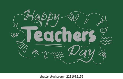 Happy Teachers Day Handwritten Vector Illustration Stock Vector ...