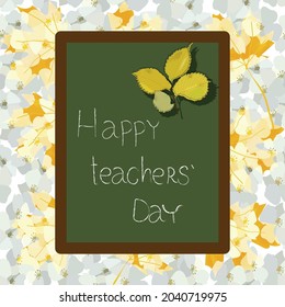 happy teachers day holiday card celebration on blackboard autumn 