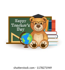 Happy teacher's day illustration. School poster