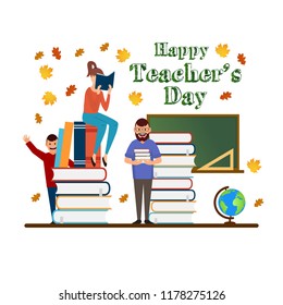 Happy teacher's day illustration. School poster