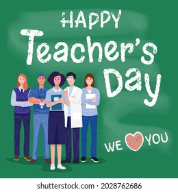 Happy teacher's day, Illustration of school teachers characters. Vector