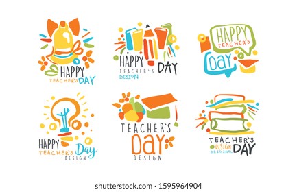 Happy Teachers Day Labels and Badges Original Design Vector Set