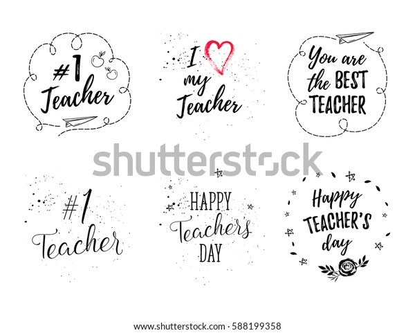 Happy Teachers Day Labels Greeting Cards Stock Vector (Royalty Free ...