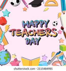 Happy Teachers Day Lettering Banner Illustration Stock Vector (Royalty ...