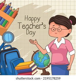happy teachers day lettering card
