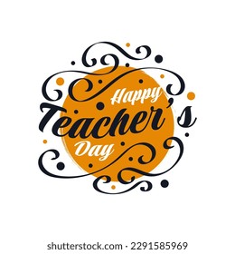 Happy Teachers Day Lettering with Doodle Style. Teachers Day Typography, Can be used for Card, Poster, and Print