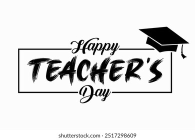 Happy Teachers Day lettering with gold color vector illustration.