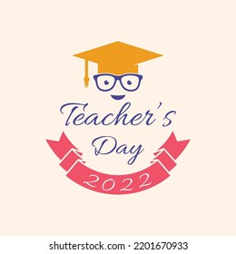 Happy teachers' day lettering vector illustration