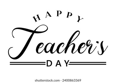 Happy teachers day lettering vector illustration.