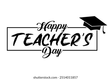 Happy Teachers Day lettering vector illustration.
