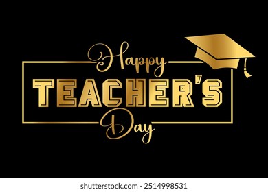 Happy Teachers Day lettering vector illustration.