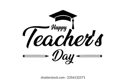 Happy teachers day lettering in white background.