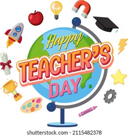 Happy Teachers Day Logo On Earth Stock Vector (Royalty Free) 2115482378 ...