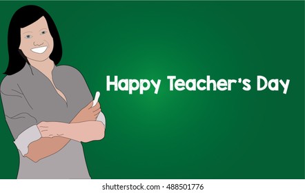 Happy Teachers Day On Chalk Board Stock Vector (Royalty Free) 488501776 ...