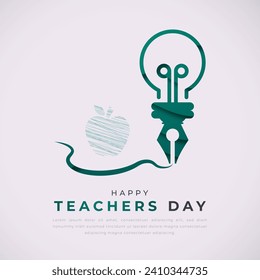 Happy Teachers Day Paper cut style Vector Design Illustration for Background, Poster, Banner, Advertising, Greeting Card