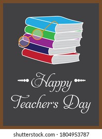 Happy Teachers Day Pile Books On Stock Vector (Royalty Free) 1804953787 ...