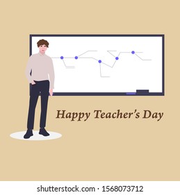 Happy teacher's day poster background concept. vector flat illustration creative graphic design

