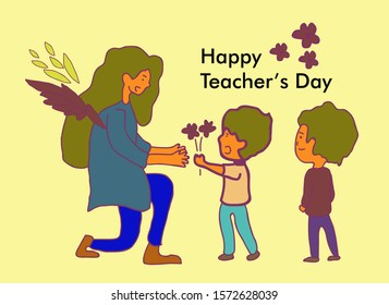 Happy teacher's day poster background concept vector illustration in eps10