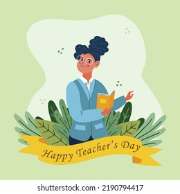 Happy teacher's day poster background concept. vector flat illustration creative graphic design