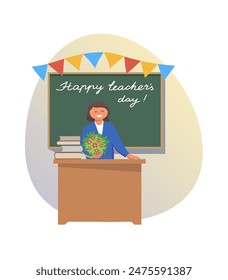 Happy teacher's day poster background concept.